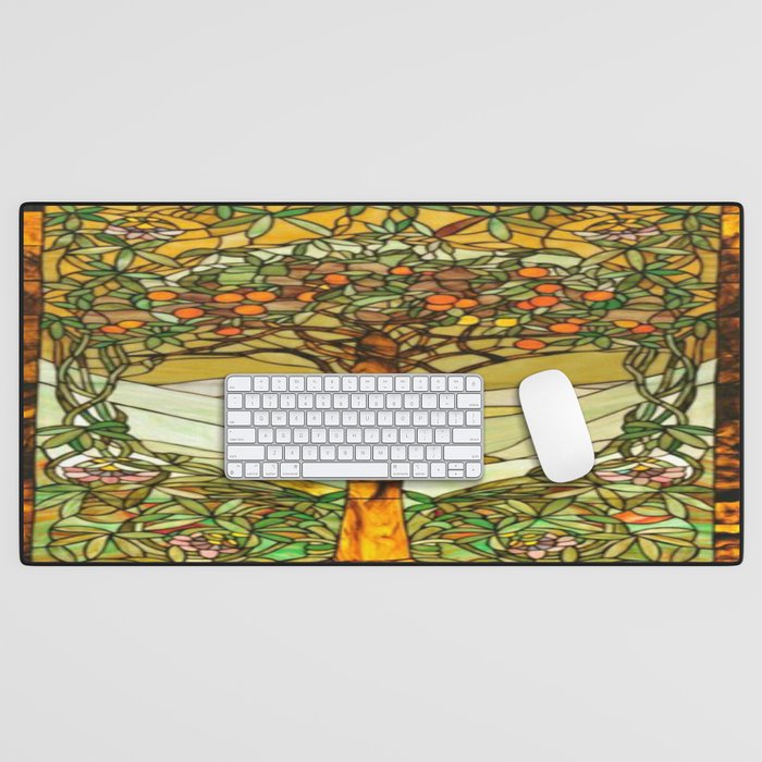 Louis Comfort Tiffany - Stained glass. Tree of life Desk Mat Gallery Image 1