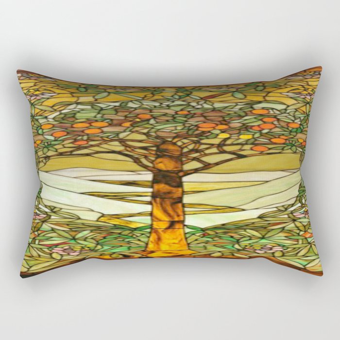 Louis Comfort Tiffany - Stained glass. Tree of life Rectangular Pillow Gallery Image 1