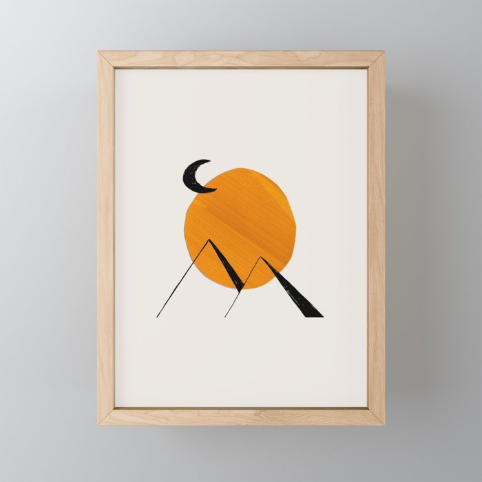 Minimalist Minimal Mid Century Abstract Middle Eastern Egypt Ancient Ruins Pyramids Moon Ejaaz Hanif Mini Art Print Gallery Image 1