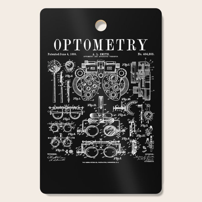 Optometrist Optometry Eye Doctor Tools Vintage Patent Print Cutting Board Gallery Image 1