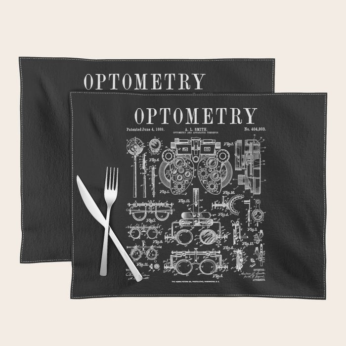 Optometrist Optometry Eye Doctor Tools Vintage Patent Print Placemat Gallery Image 1