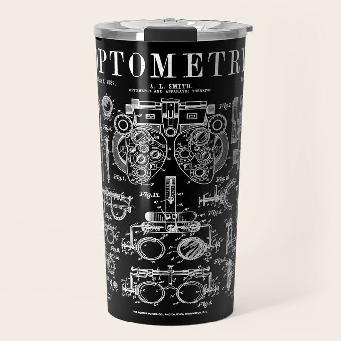 Optometrist Optometry Eye Doctor Tools Vintage Patent Print Travel Mug Gallery Image 1