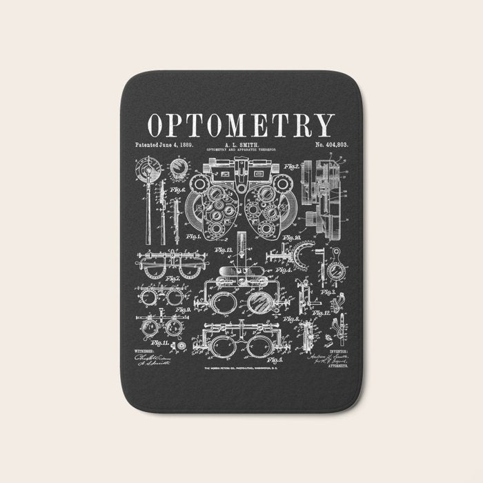 Optometrist Optometry Eye Doctor Tools Vintage Patent Print Bath Mat Gallery Image 1