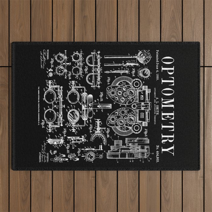 Optometrist Optometry Eye Doctor Tools Vintage Patent Print Outdoor Rug Gallery Image 1
