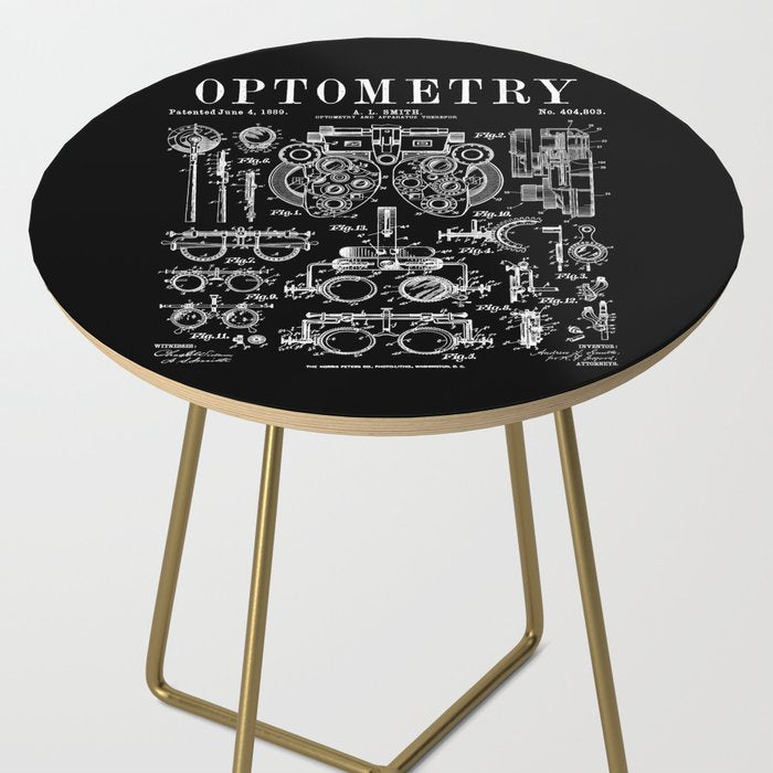 Optometrist Optometry Eye Doctor Tools Vintage Patent Print Side Table Gallery Image 2