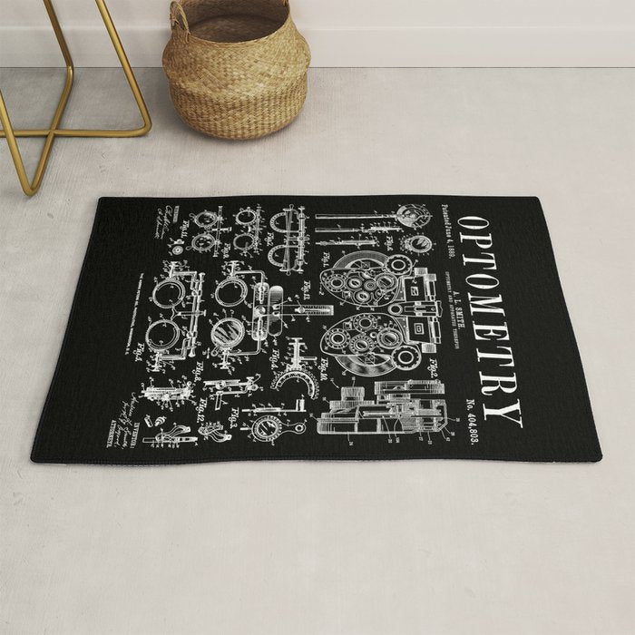 Optometrist Optometry Eye Doctor Tools Vintage Patent Print Rug Gallery Image 1