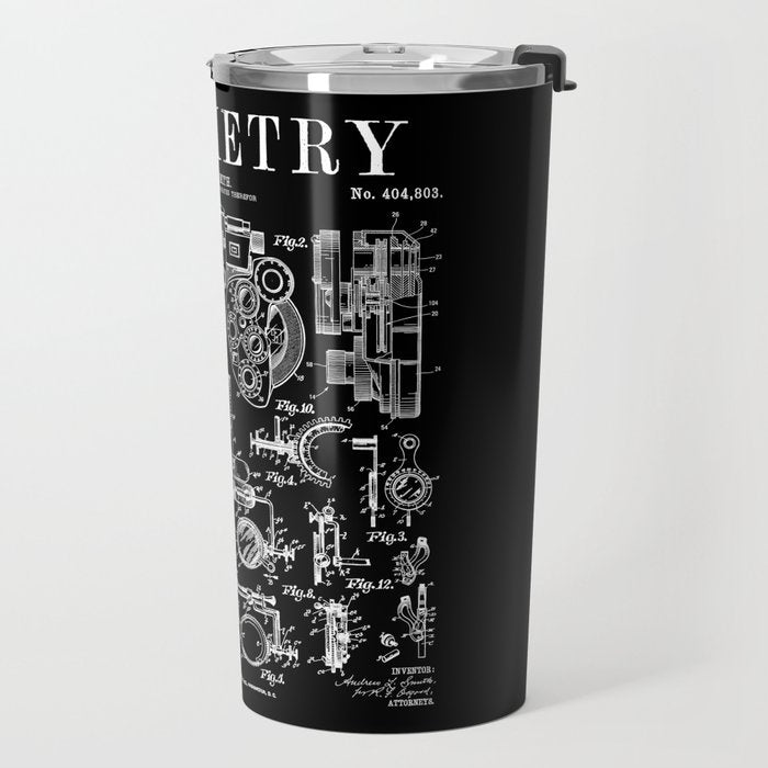 Optometrist Optometry Eye Doctor Tools Vintage Patent Print Travel Mug Gallery Image 2
