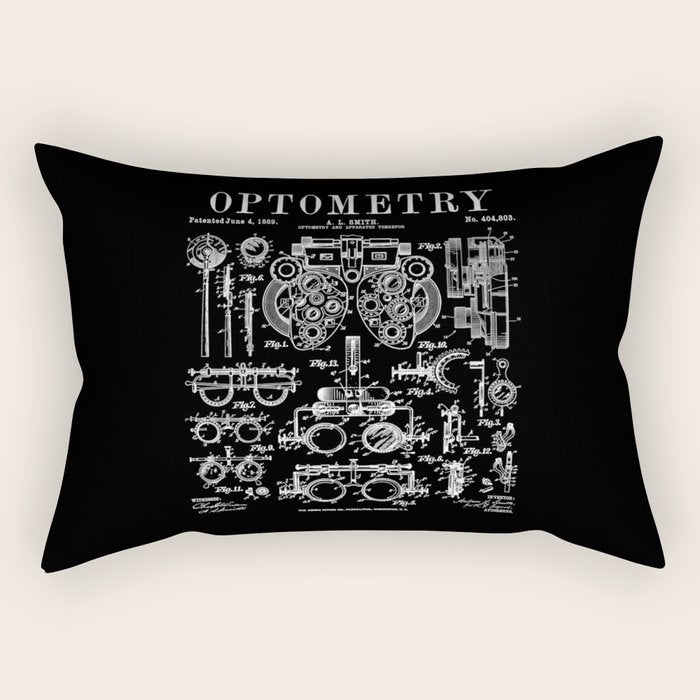Optometrist Optometry Eye Doctor Tools Vintage Patent Print Rectangular Pillow Gallery Image 2