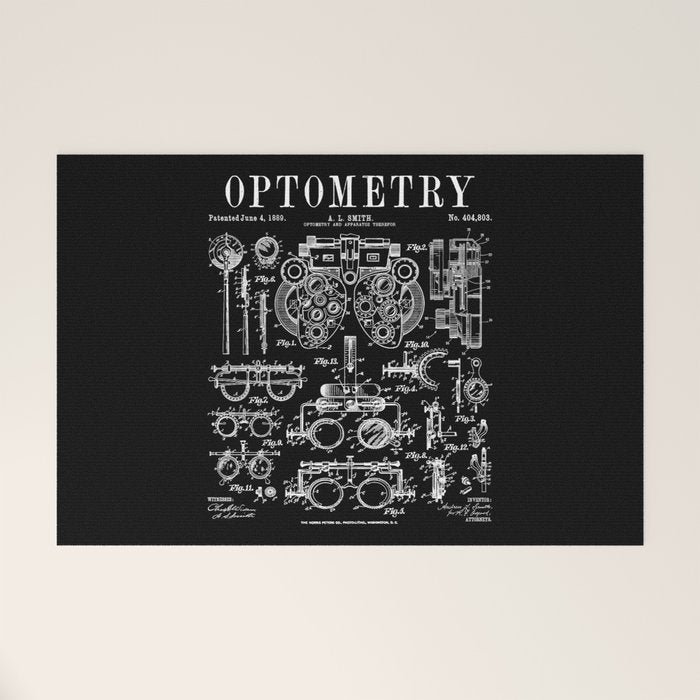 Optometrist Optometry Eye Doctor Tools Vintage Patent Print Welcome Mat Gallery Image 1