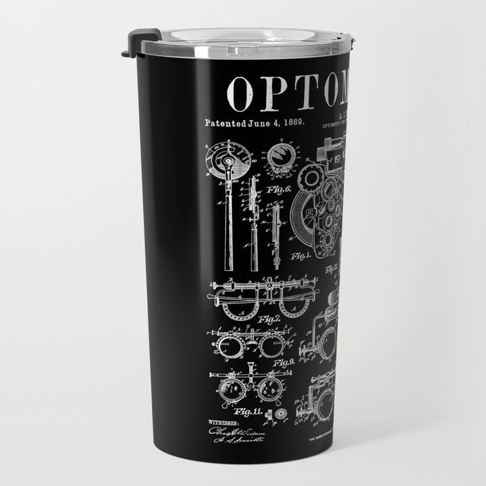 Optometrist Optometry Eye Doctor Tools Vintage Patent Print Travel Mug Gallery Image 3