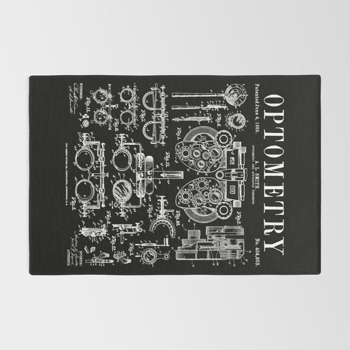 Optometrist Optometry Eye Doctor Tools Vintage Patent Print Rug Gallery Image 2