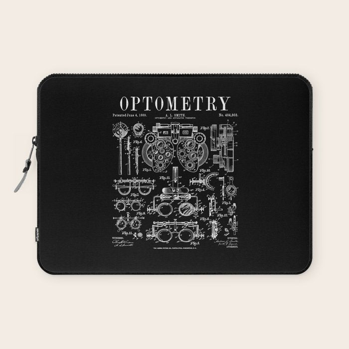 Optometrist Optometry Eye Doctor Tools Vintage Patent Print Laptop Sleeve Gallery Image 1