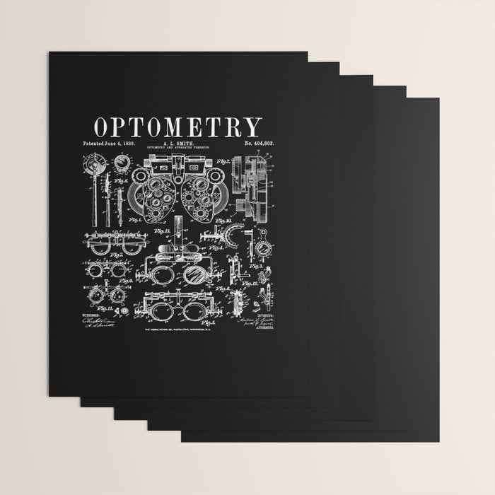 Optometrist Optometry Eye Doctor Tools Vintage Patent Print Wrapping Paper Gallery Image 3
