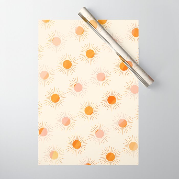 Sherbet Sunnies | Boho Sun Pattern Wrapping Paper Gallery Image 1