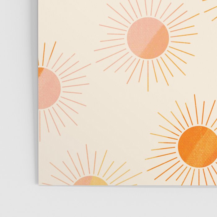 Sherbet Sunnies | Boho Sun Pattern Poster Gallery Image 3