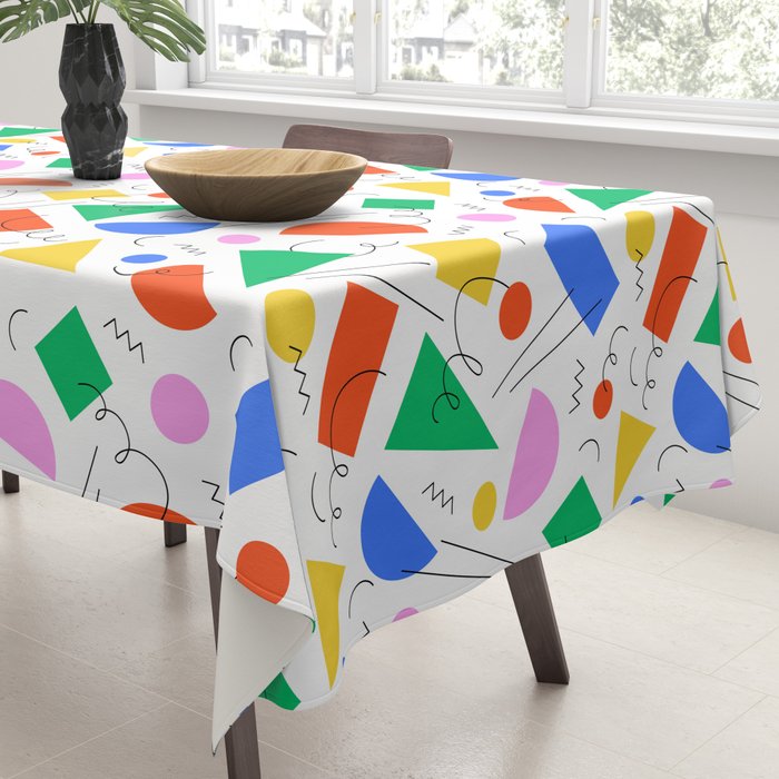 Colorful abstract geometric shape art pattern Tablecloth Gallery Image 3