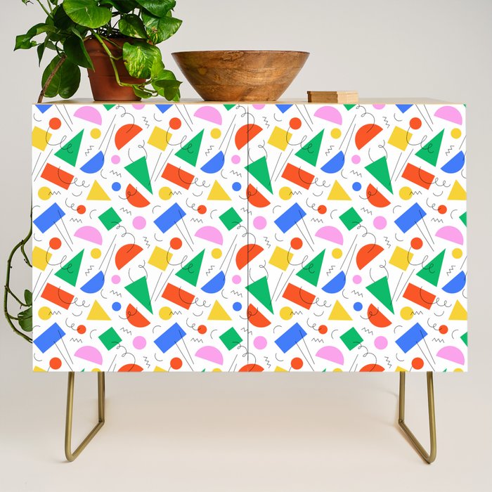 Colorful abstract geometric shape art pattern Credenza Gallery Image 1