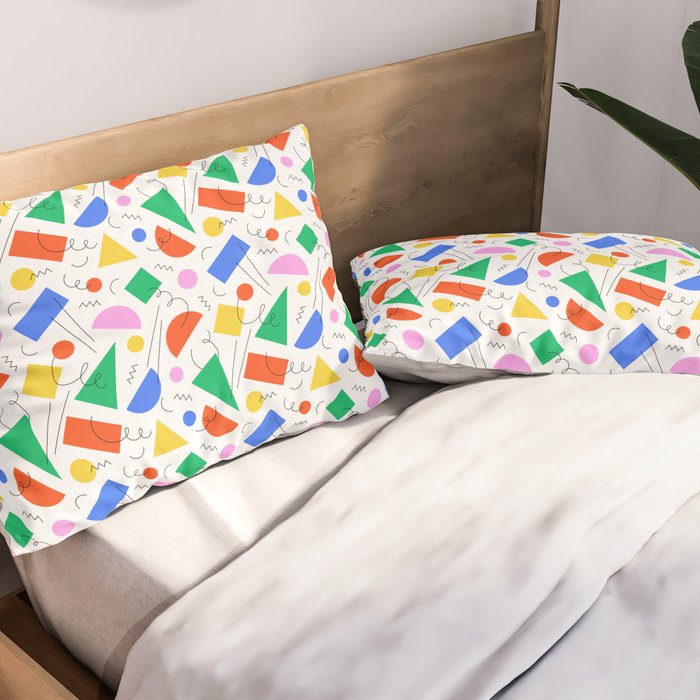 Colorful abstract geometric shape art pattern Pillow Sham Gallery Image 2