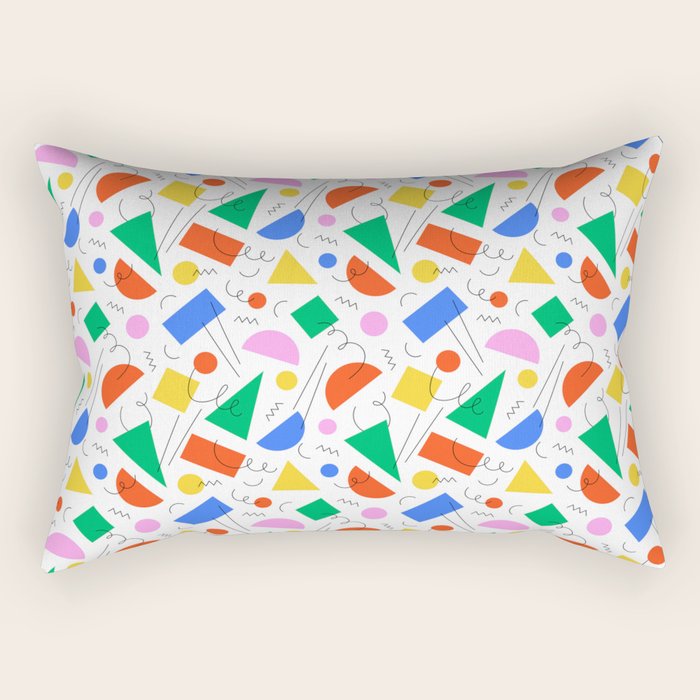 Colorful abstract geometric shape art pattern Rectangular Pillow Gallery Image 1