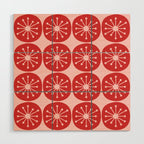 Atomic Age Mid Century Modern Retro Dots in Vintage Christmas Red and Pink Wood Wall Art Gallery Image 1