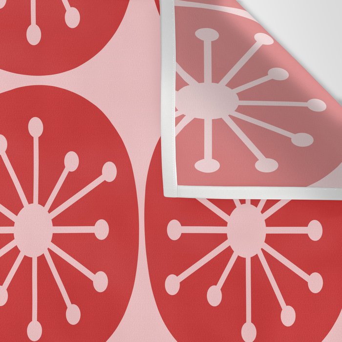 Atomic Age Mid Century Modern Retro Dots in Vintage Christmas Red and Pink Wall Tapestry Gallery Image 3