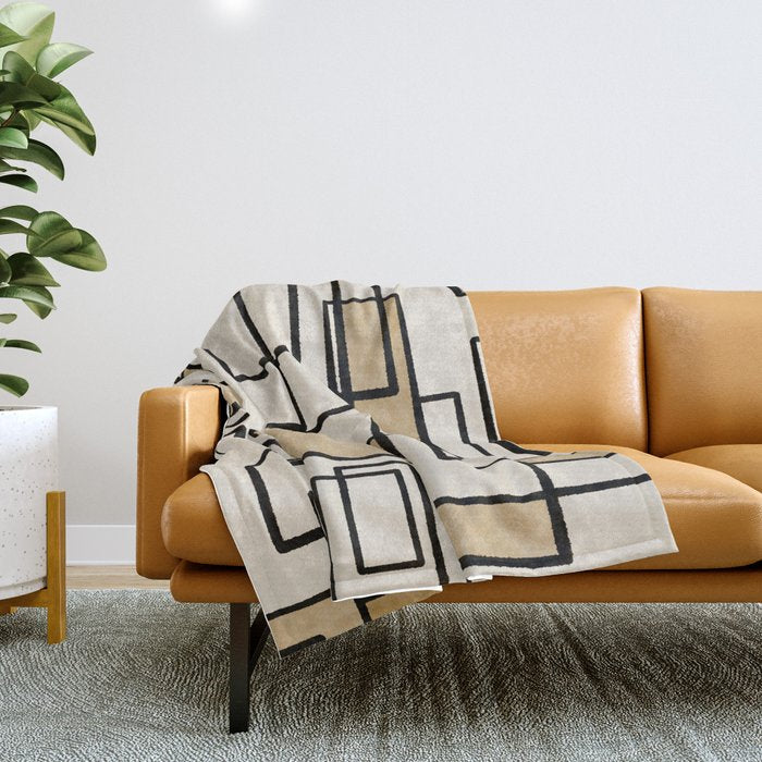 Piet Composition - Mid-Century Modern Minimalist Geometric Abstract Throw Blanket Gallery Image 1