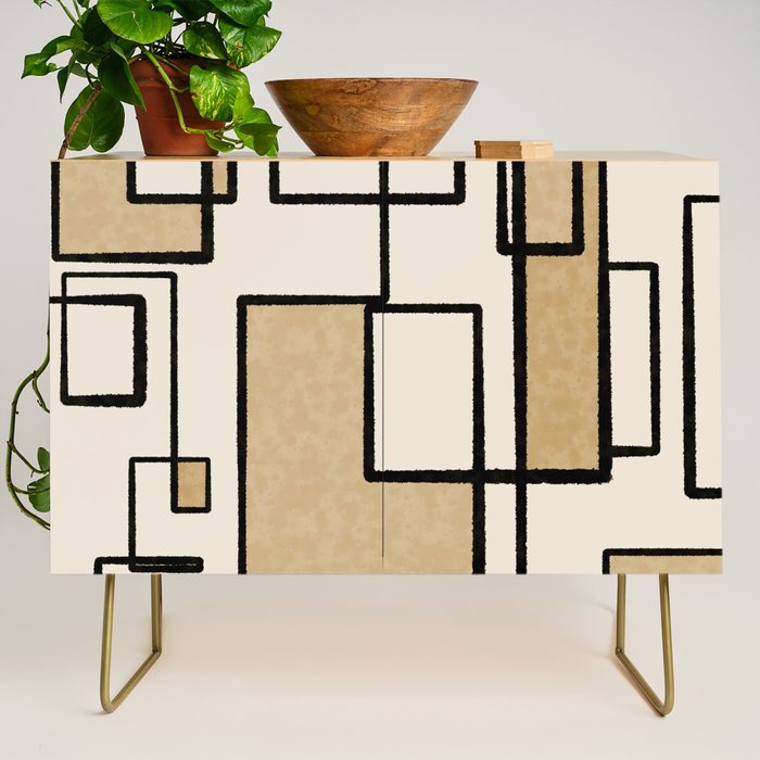 Piet Composition - Mid-Century Modern Minimalist Geometric Abstract Credenza Gallery Image 1