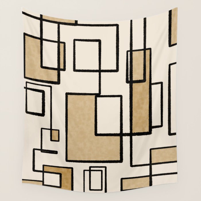 Piet Composition - Mid-Century Modern Minimalist Geometric Abstract Wall Tapestry Gallery Image 1