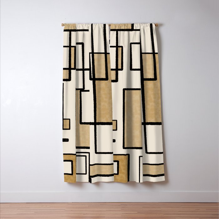Piet Composition - Mid-Century Modern Minimalist Geometric Abstract Window Curtain Gallery Image 3