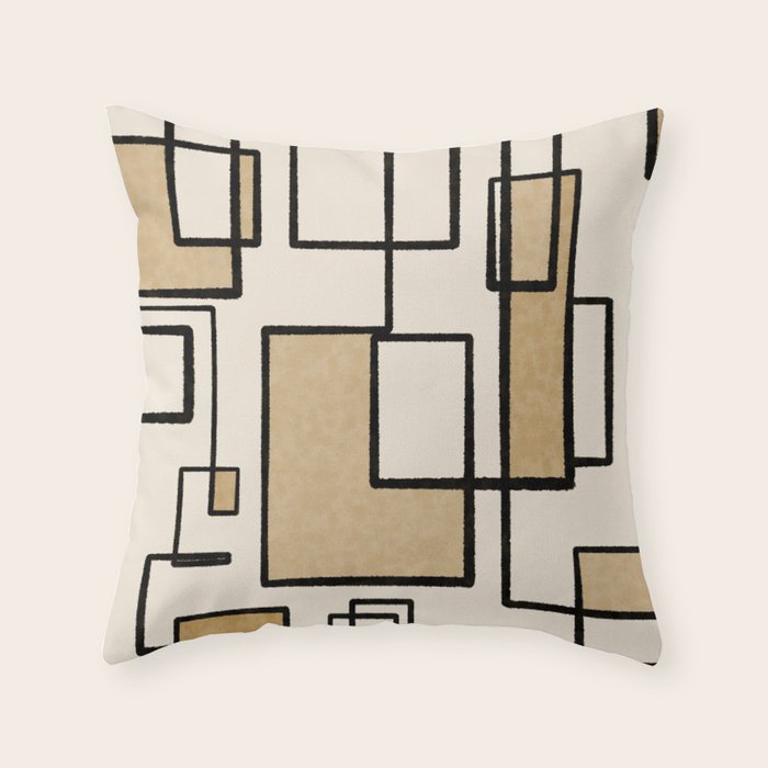 Piet Composition - Mid-Century Modern Minimalist Geometric Abstract Throw Pillow Gallery Image 1