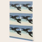 Two Crows mid flight - Vintage Japanese Woodblock Print Art Wallpaper Gallery Image 2