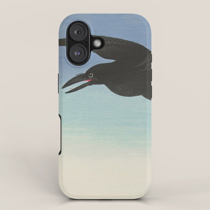 Two Crows mid flight - Vintage Japanese Woodblock Print Art iPhone Case Gallery Image 1