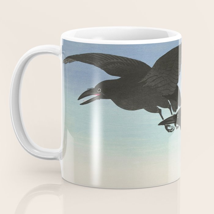Two Crows mid flight - Vintage Japanese Woodblock Print Art Coffee Mug Gallery Image 3