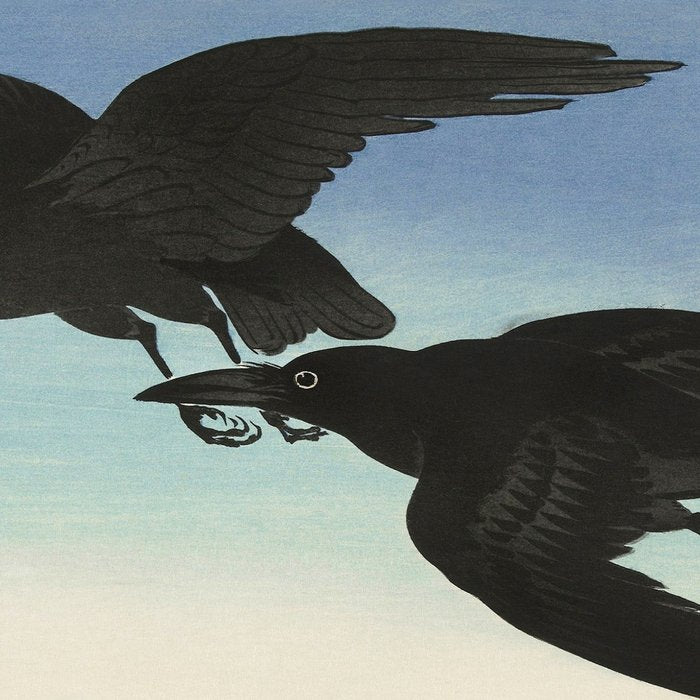 Two Crows mid flight - Vintage Japanese Woodblock Print Art Coffee Mug Gallery Image 2