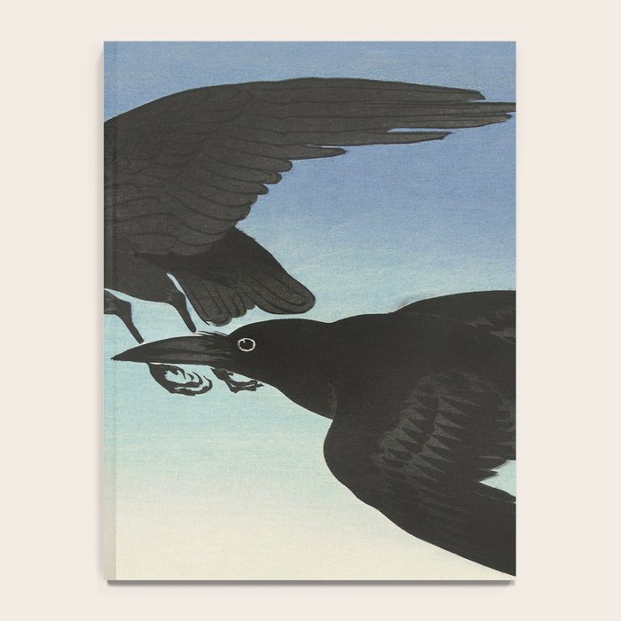 Two Crows mid flight - Vintage Japanese Woodblock Print Art Notebook Gallery Image 4