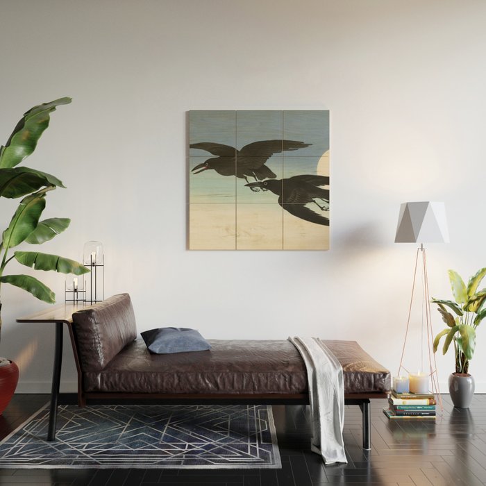 Two Crows mid flight - Vintage Japanese Woodblock Print Art Wood Wall Art Gallery Image 2