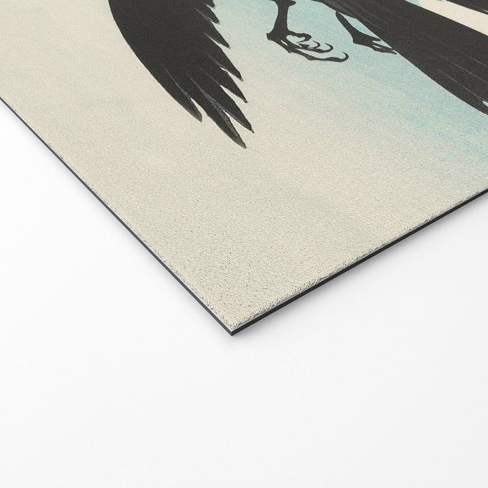 Two Crows mid flight - Vintage Japanese Woodblock Print Art Welcome Mat Gallery Image 2