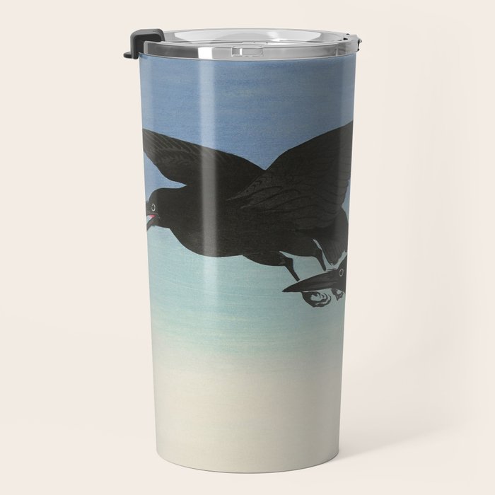 Two Crows mid flight - Vintage Japanese Woodblock Print Art Travel Mug Gallery Image 3