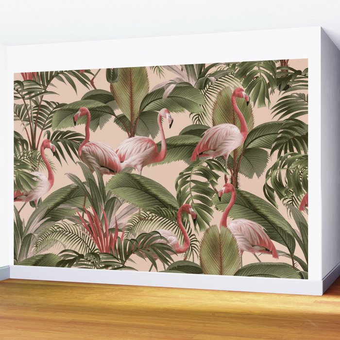Elegance of Flamingos Wall Mural Gallery Image 2