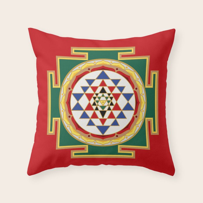 Sri Yantra colored Throw Pillow Gallery Image 6