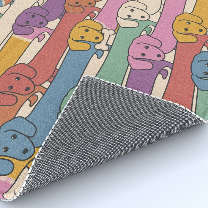 Retro Rainbow Funny Dachshunds Rug Gallery Image 4