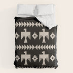 Southwestern Eagle and Arrow Pattern 121 Black and Linen White Duvet Cover Gallery Image 6
