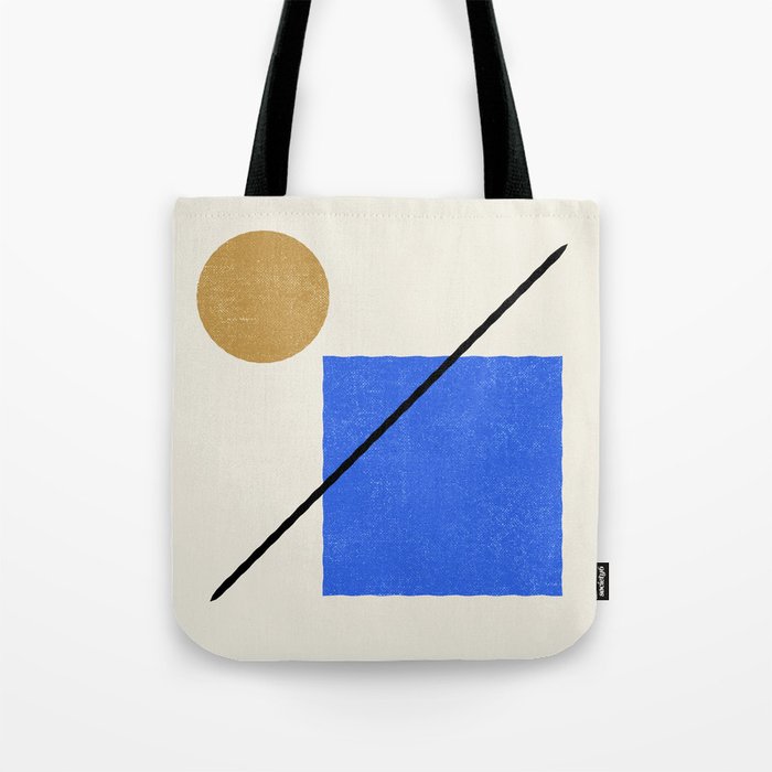 Circle Square Line - Blue Gold Tote Bag Gallery Image 1