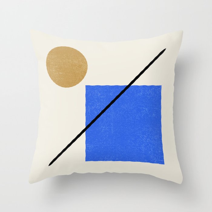 Circle Square Line - Blue Gold Throw Pillow Gallery Image 6
