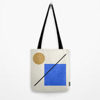Circle Square Line - Blue Gold Tote Bag Gallery Image 2