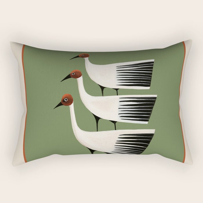 Striped Bird Trio Rectangular Pillow Gallery Image 2