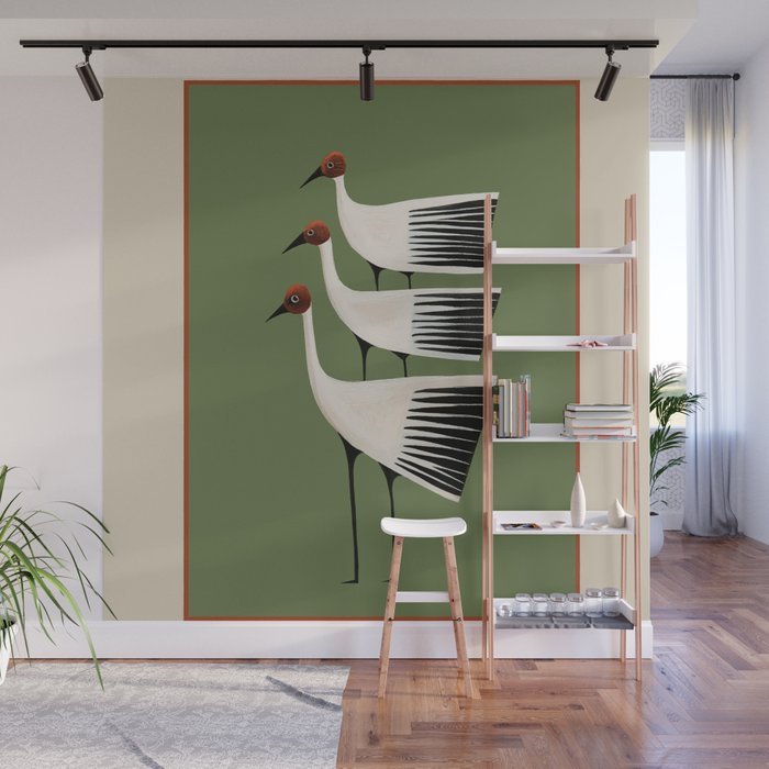 Striped Bird Trio Wall Mural Gallery Image 1