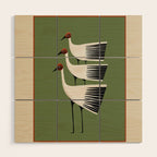 Striped Bird Trio Wood Wall Art Gallery Image 1