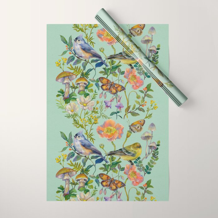 Flower Birds Garden Wrapping Paper Gallery Image 1