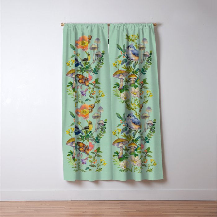 Flower Birds Garden Window Curtain Gallery Image 3